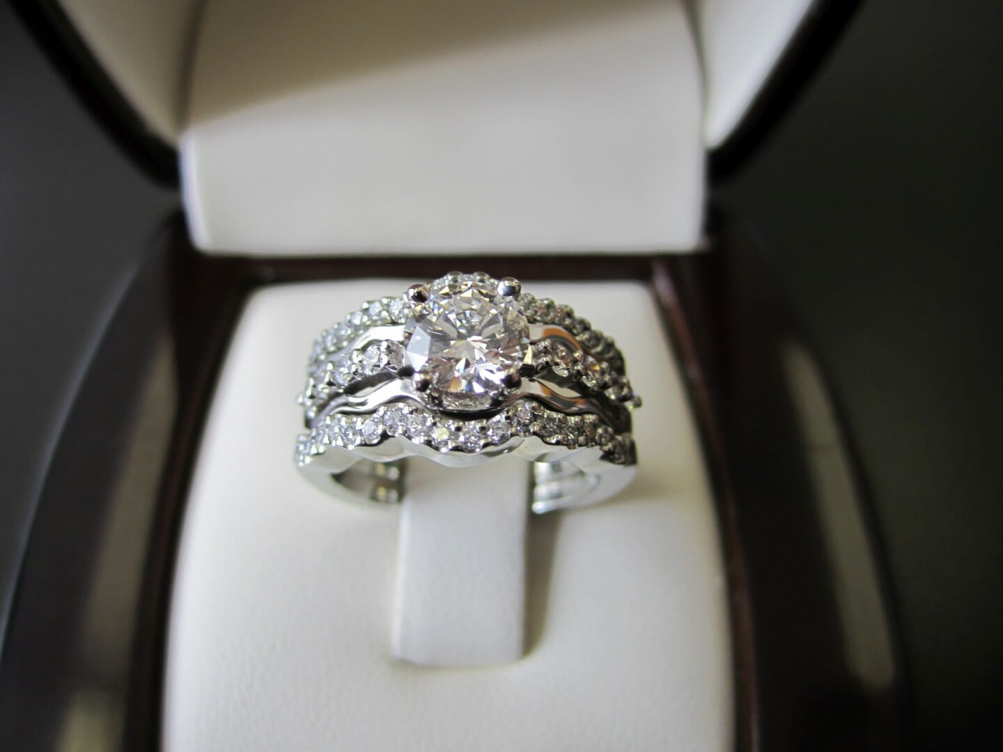 Picture of Custom Designed Bridal Set in 19K White Gold in Jacket Style Setting