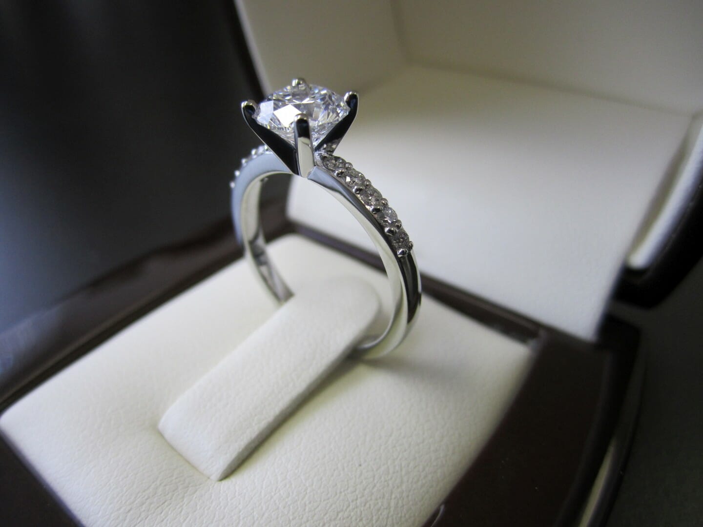 Picture of Custom Designed 19K White Gold Engagement Ring with Approx. 0.20ctw of Accent Diamonds
