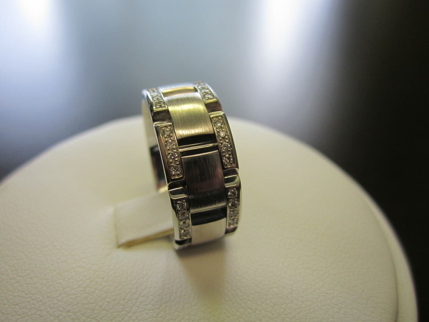 Picture of Custom Made Men’s Wedding Band in 19k White Gold with Pave Diamonds