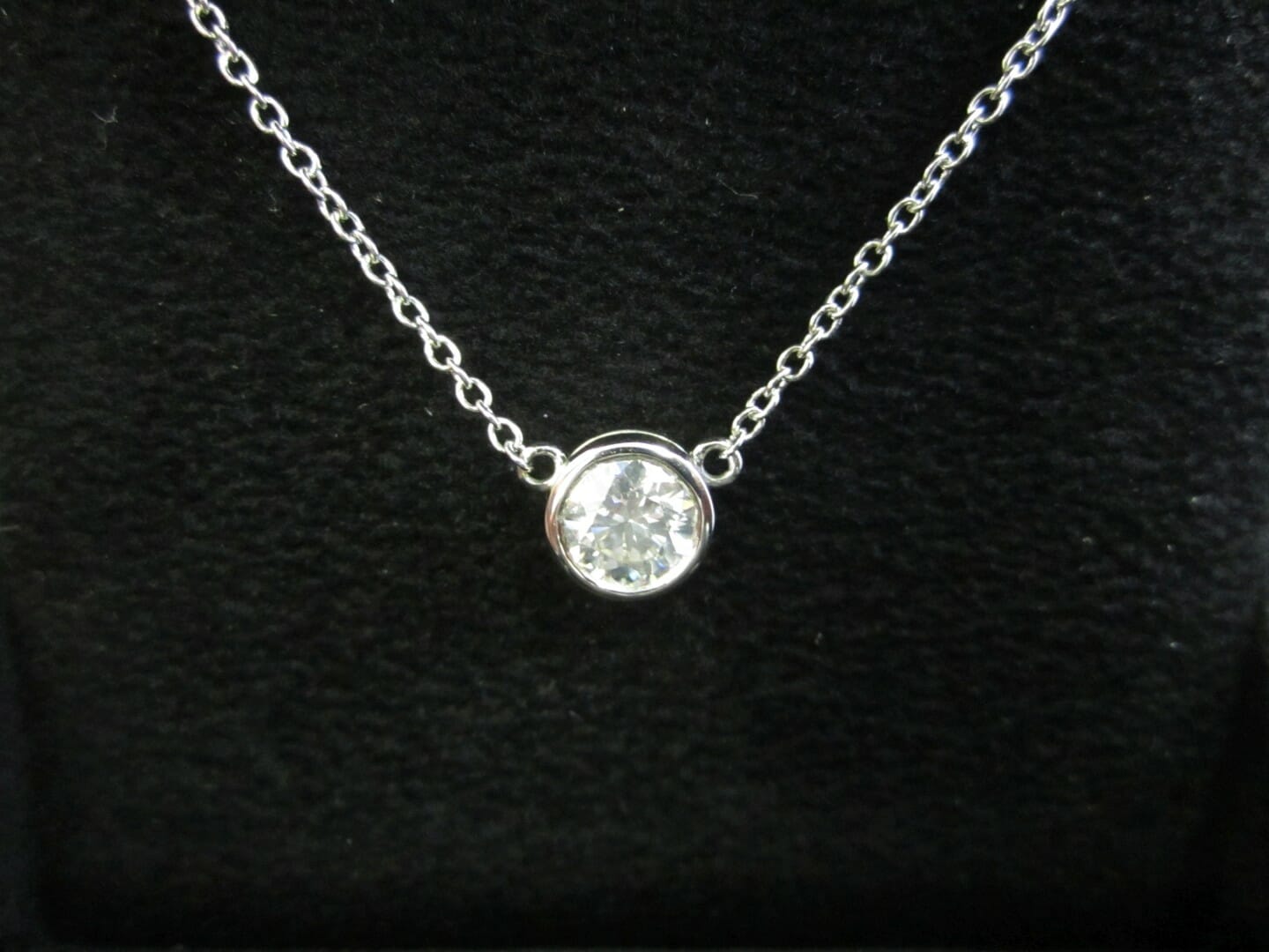 Picture of 1.08ct Round Brilliant Diamond set in a White Gold Bezel Pendant